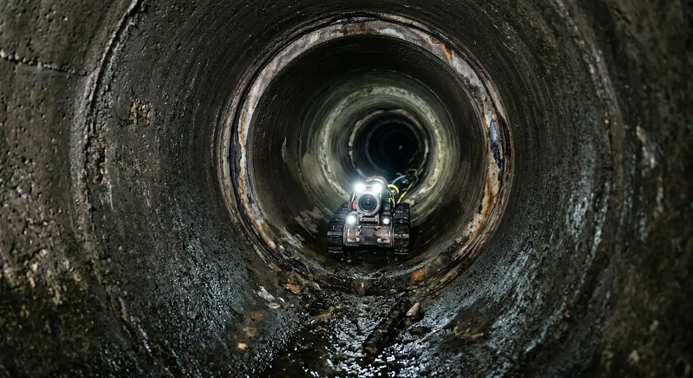 Robotic sewer camera inspecting pipe interior for Sewer Line Repair in West Park